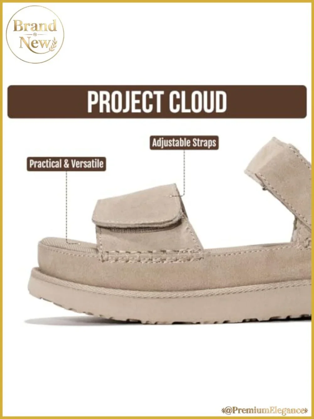 Genuine Leather Platform Sandals for Women Memory Foam Comfort Slides